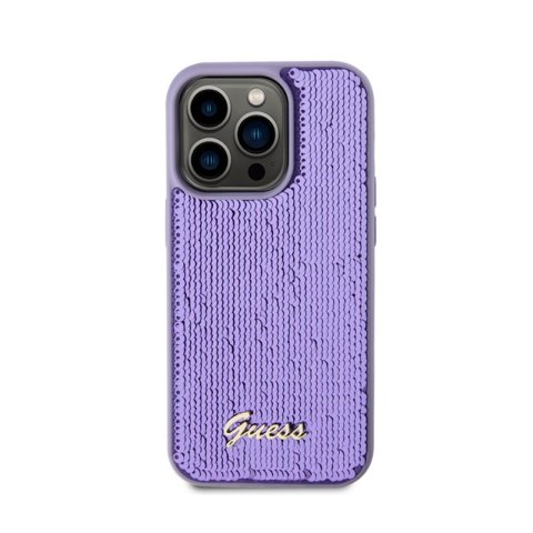 Guess Sequin Script Metal - Etui iPhone 15 Pro Max (fioletowy) Guess Sequin Script Metal - Etui iPhone 15 Pro Max (fioletowy)