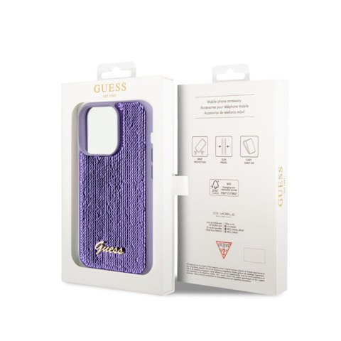 Guess Sequin Script Metal - Etui iPhone 15 Pro Max (fioletowy) Guess Sequin Script Metal - Etui iPhone 15 Pro Max (fioletowy)