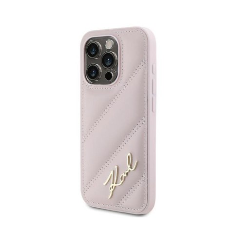 Karl Lagerfeld Diagonal Quilted Script - Etui iPhone 15 Pro Max (różowy) Karl Lagerfeld Diagonal Quilted Script - Etui iPhone 15 Pro Max (różowy)