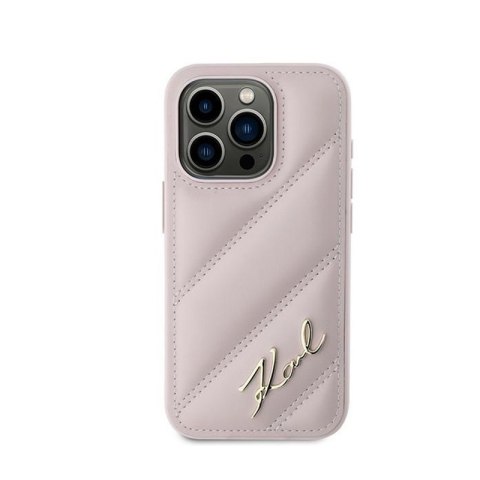Karl Lagerfeld Diagonal Quilted Script - Etui iPhone 15 Pro Max (różowy) Karl Lagerfeld Diagonal Quilted Script - Etui iPhone 15 Pro Max (różowy)
