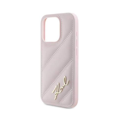 Karl Lagerfeld Diagonal Quilted Script - Etui iPhone 15 Pro Max (różowy) Karl Lagerfeld Diagonal Quilted Script - Etui iPhone 15 Pro Max (różowy)