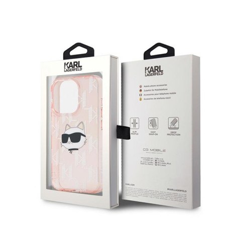 Karl Lagerfeld IML Choupette Head & Monogram - Etui iPhone 15 Pro Max (różowy) Karl Lagerfeld IML Choupette Head & Monogram - Etui iPhone 15 Pro Max (różowy)