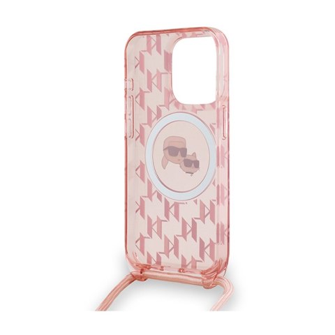 Karl Lagerfeld IML Crossbody Monogram Karl & Choupette Head MagSafe - Etui iPhone 15 Pro (różowy) Karl Lagerfeld IML Crossbody Monogram Karl & Choupette Head MagSafe - Etui iPhone 15 Pro (różowy)