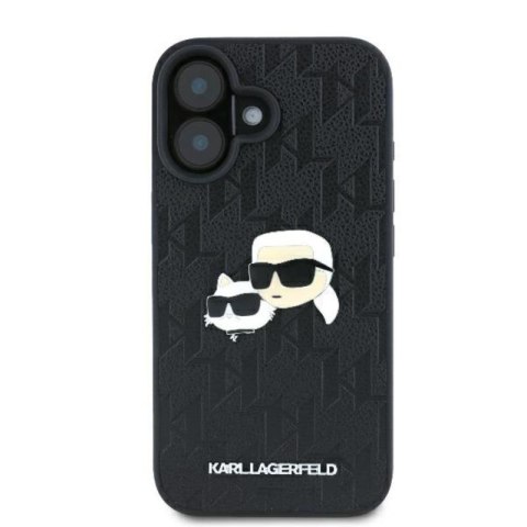 Karl Lagerfeld Monogram Karl & Chaoupette Head Pin - Etui iPhone 16 Plus (czarny) Karl Lagerfeld Monogram Karl & Chaoupette Head Pin - Etui iPhone 16 Plus (czarny)