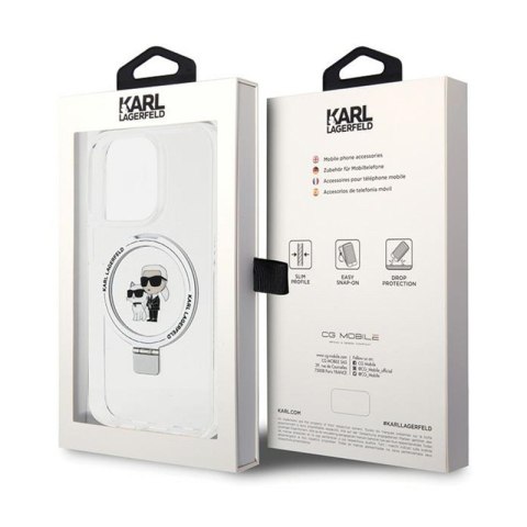 Karl Lagerfeld Ring Stand Karl & Choupette MagSafe - Etui iPhone 14 Pro (biały) Karl Lagerfeld Ring Stand Karl & Choupette MagSafe - Etui iPhone 14 Pro (biały)