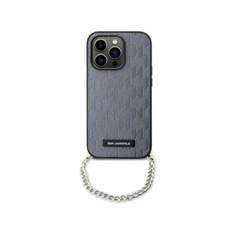 Karl Lagerfeld Saffiano Monogram Chain - Etui iPhone 14 (Srebrny) Karl Lagerfeld Saffiano Monogram Chain - Etui iPhone 14 (Srebrny)