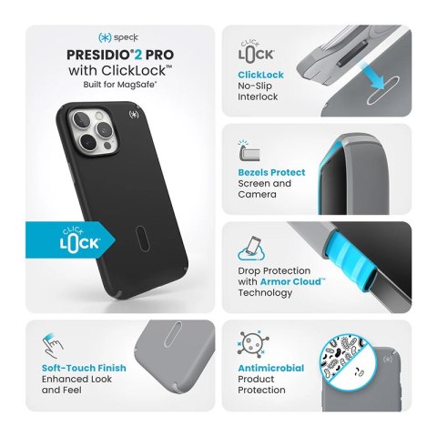 Speck Presidio2 Pro ClickLock & MagSafe - Etui iPhone 16 Pro Max (Black / Slate Grey / White) Speck Presidio2 Pro ClickLock & MagSafe - Etui iPhone 16 Pro Max (Black / Slate Grey / White)