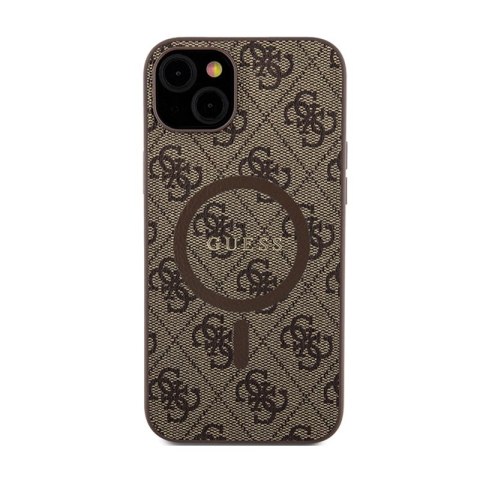 Guess 4G Collection Leather Metal Logo MagSafe - Etui iPhone 15 / 14 / 13 (brązowy) Guess 4G Collection Leather Metal Logo MagSafe - Etui iPhone 15 / 14 / 13 (brązowy)