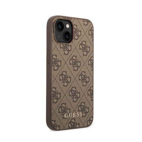 Guess 4G Metal Gold Logo - Etui iPhone 15 Plus (brązowy) Guess 4G Metal Gold Logo - Etui iPhone 15 Plus (brązowy)