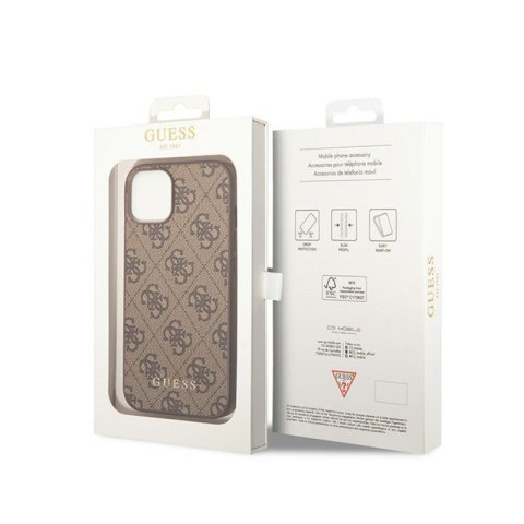 Guess 4G Metal Gold Logo - Etui iPhone 15 Plus (brązowy) Guess 4G Metal Gold Logo - Etui iPhone 15 Plus (brązowy)