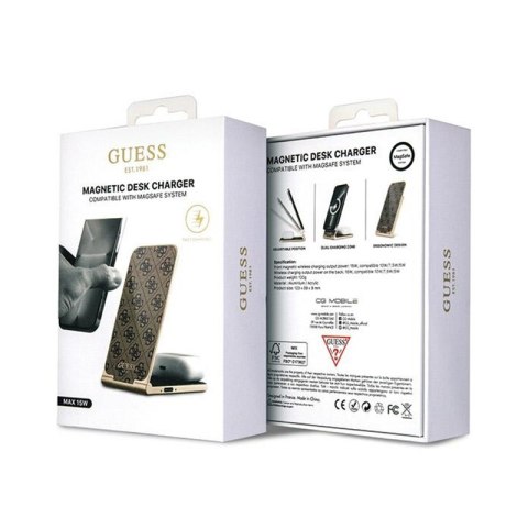 Guess 4G Pattern MagSafe - Składana ładowarka indukcyjna 2w1 z MagSafe do iPhone i AirPods 15W (brązowy) Guess 4G Pattern MagSafe - Składana ładowarka indukcyjna 2w1 z MagSafe do iPhone i AirPods 15W (brązowy)