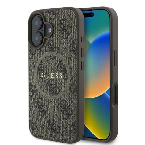 Guess 4G Ring Classic Logo MagSafe - Etui iPhone 16 Plus (brązowy) Guess 4G Ring Classic Logo MagSafe - Etui iPhone 16 Plus (brązowy)