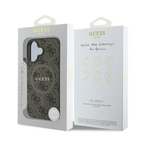 Guess 4G Ring Classic Logo MagSafe - Etui iPhone 16 Plus (brązowy) Guess 4G Ring Classic Logo MagSafe - Etui iPhone 16 Plus (brązowy)