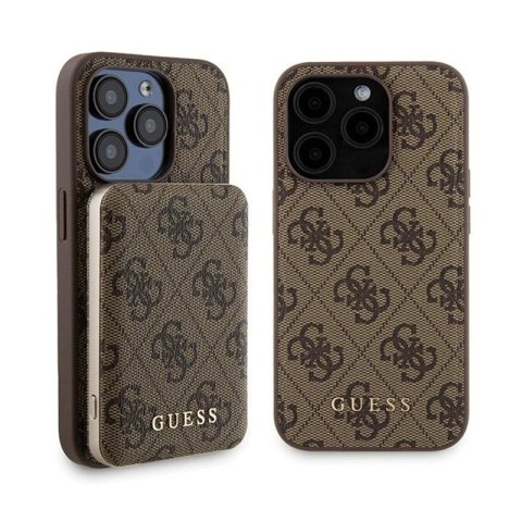 Guess Bundle Pack MagSafe 4G Metal Gold Logo - Zestaw etui + Power Bank 5000mAh MagSafe iPhone 15 Pro Max (brązowy) Guess Bundle Pack MagSafe 4G Metal Gold Logo - Zestaw etui + Power Bank 5000mAh MagSafe iPhone 15 Pro Max (brązowy)