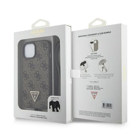 Guess Crossbody 4G Metal Logo - Etui iPhone 15 Plus (brązowy) Guess Crossbody 4G Metal Logo - Etui iPhone 15 Plus (brązowy)