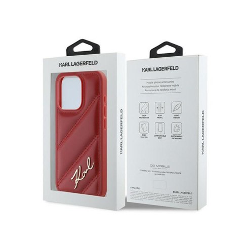 Karl Lagerfeld Diagonal Quilted Script - Etui iPhone 15 Pro Max (czerwony) Karl Lagerfeld Diagonal Quilted Script - Etui iPhone 15 Pro Max (czerwony)