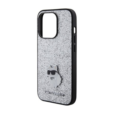Karl Lagerfeld Fixed Glitter Choupette Logo Metal Pin - Etui iPhone 15 Pro (srebrny) Karl Lagerfeld Fixed Glitter Choupette Logo Metal Pin - Etui iPhone 15 Pro (srebrny)