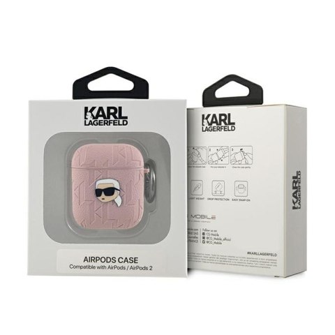 Karl Lagerfeld Monogram Karl Head - Etui AirPods 1/2 gen (różowy) Karl Lagerfeld Monogram Karl Head - Etui AirPods 1/2 gen (różowy)