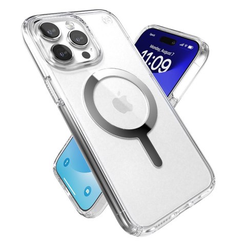 Speck Presidio Perfect-Clear MagSafe - Etui iPhone 15 Pro Max (Clear / Chrome Finish / Serene Silver) Speck Presidio Perfect-Clear MagSafe - Etui iPhone 15 Pro Max (Clear / Chrome Finish / Serene Silver)