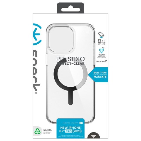 Speck Presidio Perfect-Clear MagSafe - Etui iPhone 15 Pro Max (Clear / Chrome Finish / Serene Silver) Speck Presidio Perfect-Clear MagSafe - Etui iPhone 15 Pro Max (Clear / Chrome Finish / Serene Silver)