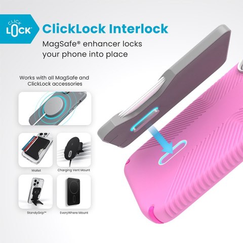 Speck Presidio2 Grip ClickLock & MagSafe - Etui iPhone 16 (True Pink / Shocking Pink / White) Speck Presidio2 Grip ClickLock & MagSafe - Etui iPhone 16 (True Pink / Shocking Pink / White)