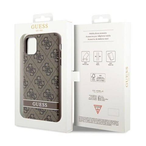 Guess 4G Printed Stripe - Etui iPhone 11 / iPhone XR (brązowy) Guess 4G Printed Stripe - Etui iPhone 11 / iPhone XR (brązowy)