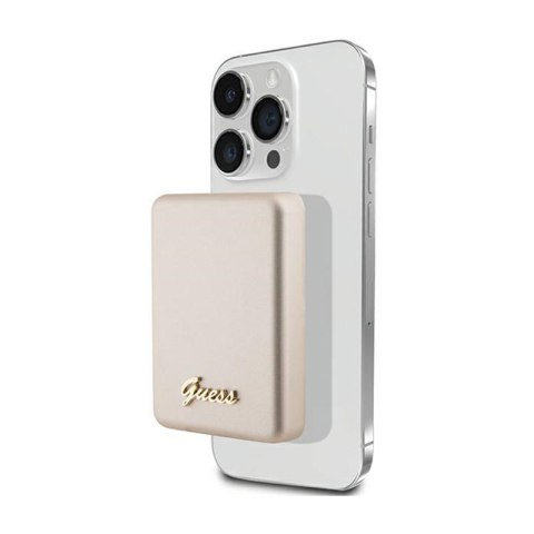 Guess Metal Script Logo MagSafe - Power Bank indukcyjny 3000 mAh 5W MagSafe (złoty) Guess Metal Script Logo MagSafe - Power Bank indukcyjny 3000 mAh 5W MagSafe (złoty)