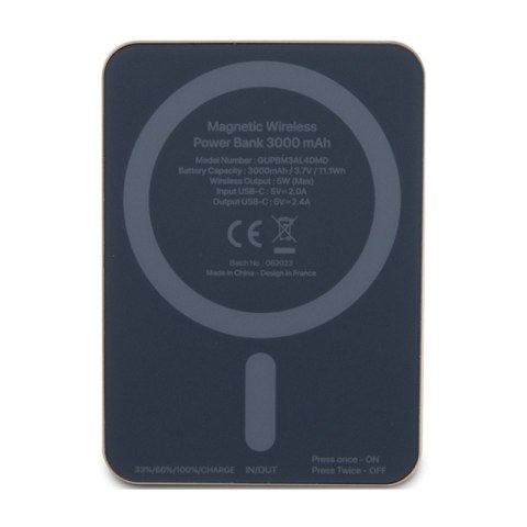 Guess Metal Script Logo MagSafe - Power Bank indukcyjny 3000 mAh 5W MagSafe (złoty) Guess Metal Script Logo MagSafe - Power Bank indukcyjny 3000 mAh 5W MagSafe (złoty)