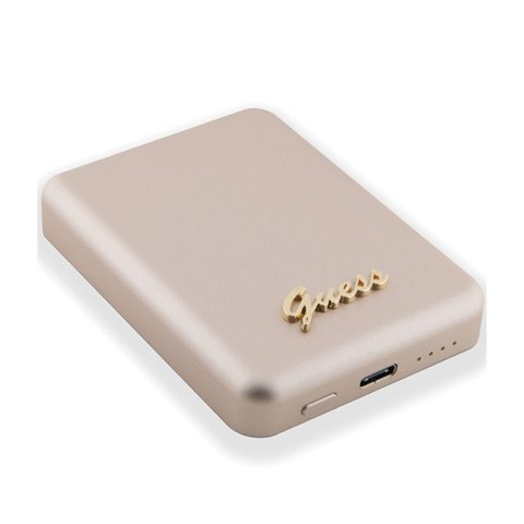 Guess Metal Script Logo MagSafe - Power Bank indukcyjny 3000 mAh 5W MagSafe (złoty) Guess Metal Script Logo MagSafe - Power Bank indukcyjny 3000 mAh 5W MagSafe (złoty)