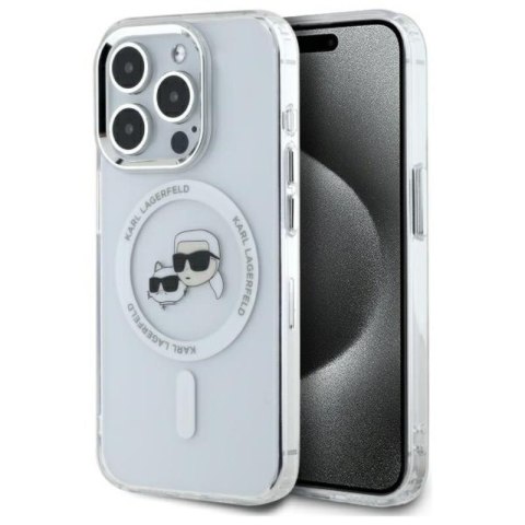 Karl Lagerfeld IML Metal Karl & Choupette Head MagSafe - Etui iPhone 15 Pro Max (biały) Karl Lagerfeld IML Metal Karl & Choupette Head MagSafe - Etui iPhone 15 Pro Max (biały)