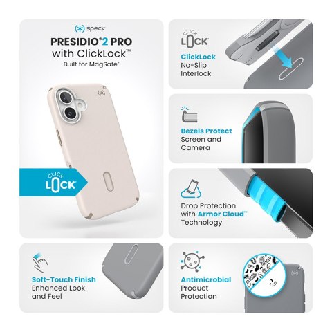Speck Presidio2 Pro ClickLock & MagSafe - Etui iPhone 16 (Bleached Bone / Heirloom Gold / Hazel Brown) Speck Presidio2 Pro ClickLock & MagSafe - Etui iPhone 16 (Bleached Bone / Heirloom Gold / Hazel Brown)