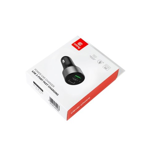 Crong Power Car Charger 63W - Ładowarka samochodowa USB-C PD 45W + USB QC 3.0 18W (czarny) Crong Power Car Charger 63W - Ładowarka samochodowa USB-C PD 45W + USB QC 3.0 18W (czarny)