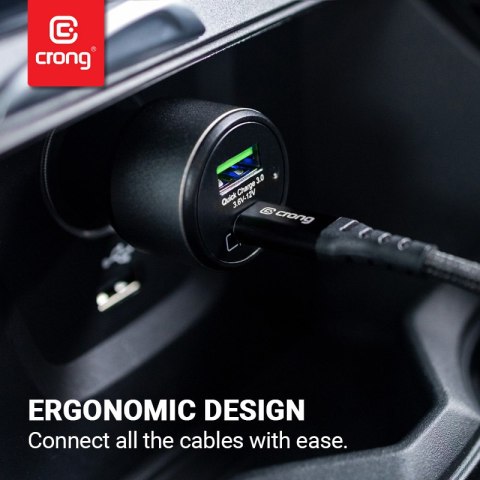 Crong Power Car Charger 63W - Ładowarka samochodowa USB-C PD 45W + USB QC 3.0 18W (czarny) Crong Power Car Charger 63W - Ładowarka samochodowa USB-C PD 45W + USB QC 3.0 18W (czarny)