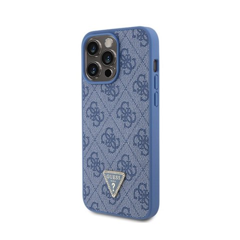 Guess Leather 4G Triangle Strass - Etui iPhone 15 Pro Max (niebieski) Guess Leather 4G Triangle Strass - Etui iPhone 15 Pro Max (niebieski)