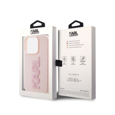 Karl Lagerfeld 3D Rubber Glitter Logo - Etui iPhone 15 Pro Max (różowy) Karl Lagerfeld 3D Rubber Glitter Logo - Etui iPhone 15 Pro Max (różowy)