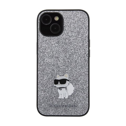 Karl Lagerfeld Fixed Glitter Choupette Logo Metal Pin - Etui iPhone 15 / 14 / 13 (srebrny) Karl Lagerfeld Fixed Glitter Choupette Logo Metal Pin - Etui iPhone 15 / 14 / 13 (srebrny)