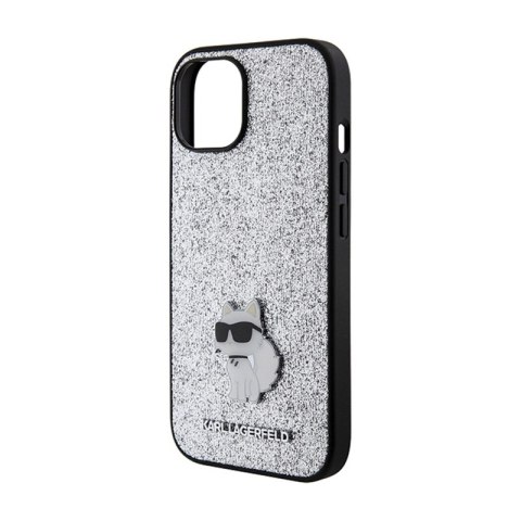 Karl Lagerfeld Fixed Glitter Choupette Logo Metal Pin - Etui iPhone 15 / 14 / 13 (srebrny) Karl Lagerfeld Fixed Glitter Choupette Logo Metal Pin - Etui iPhone 15 / 14 / 13 (srebrny)