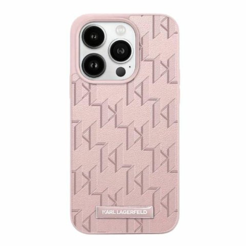Karl Lagerfeld Leather Monogram Metal Logo - Etui iPhone 15 Pro Max (różowy) Karl Lagerfeld Leather Monogram Metal Logo - Etui iPhone 15 Pro Max (różowy)