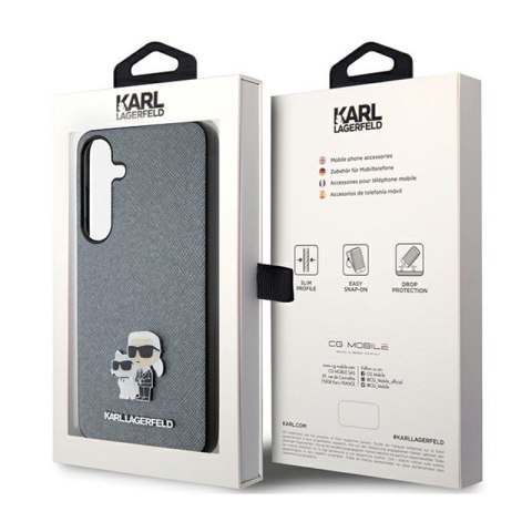 Karl Lagerfeld Saffiano Karl & Choupette Metal Pin - Etui Samsung Galaxy S24+ (szary) Karl Lagerfeld Saffiano Karl & Choupette Metal Pin - Etui Samsung Galaxy S24+ (szary)