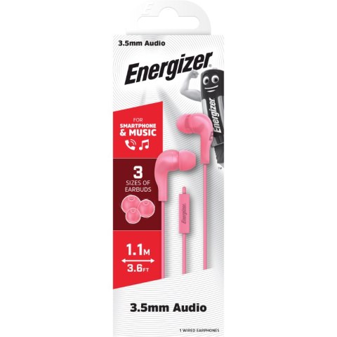 Energizer Classic CIA5 - Słuchawki przewodowe jack 3,5 mm (Różowy) Energizer Classic CIA5 - Słuchawki przewodowe jack 3,5 mm (Różowy)