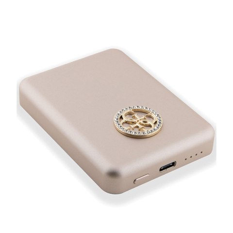 Guess 4G Strassed Metal Logo MagSafe - Power Bank indukcyjny 3000 mAh 5W MagSafe (złoty) Guess 4G Strassed Metal Logo MagSafe - Power Bank indukcyjny 3000 mAh 5W MagSafe (złoty)