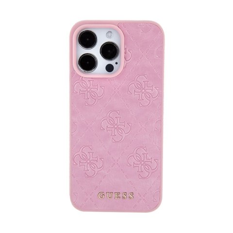 Guess Leather 4G Stamped - Etui iPhone 15 Pro Max (różowy) Guess Leather 4G Stamped - Etui iPhone 15 Pro Max (różowy)