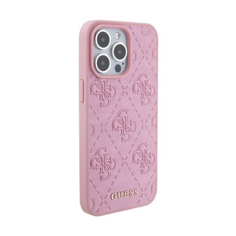 Guess Leather 4G Stamped - Etui iPhone 15 Pro Max (różowy) Guess Leather 4G Stamped - Etui iPhone 15 Pro Max (różowy)