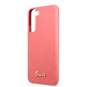 Guess Silicone Script Metal Logo - Etui Samsung Galaxy S22+ (fuksja)