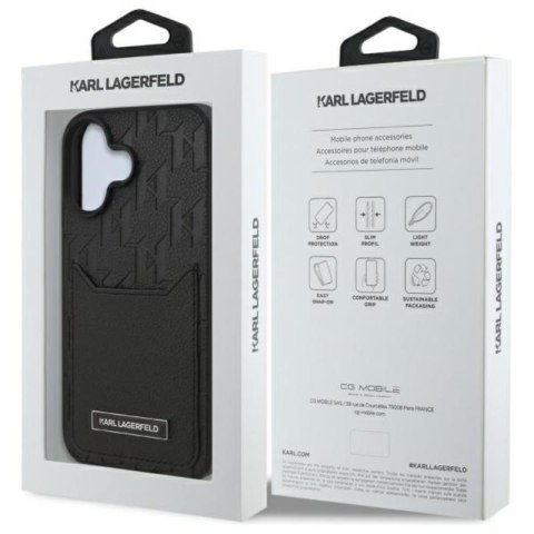 Karl Lagerfeld Cardslots Monogram - Etui iPhone 16 (czarny) Karl Lagerfeld Cardslots Monogram - Etui iPhone 16 (czarny)