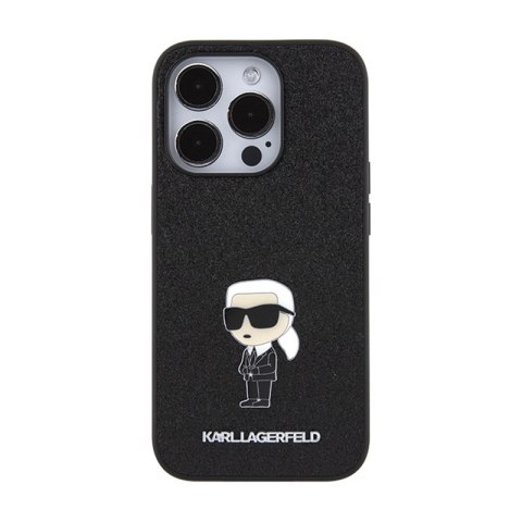 Karl Lagerfeld Fixed Glitter Ikonik Logo Metal Pin - Etui iPhone 15 Pro (czarny) Karl Lagerfeld Fixed Glitter Ikonik Logo Metal Pin - Etui iPhone 15 Pro (czarny)