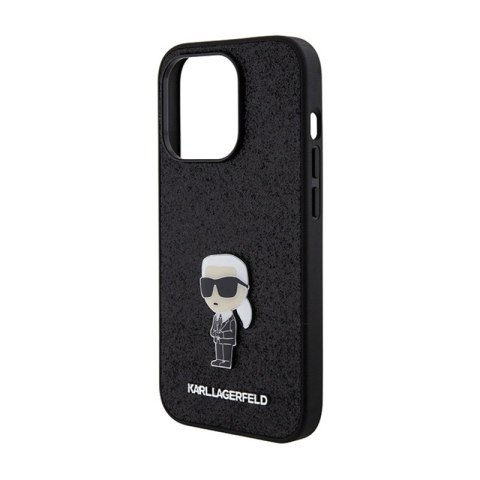 Karl Lagerfeld Fixed Glitter Ikonik Logo Metal Pin - Etui iPhone 15 Pro (czarny) Karl Lagerfeld Fixed Glitter Ikonik Logo Metal Pin - Etui iPhone 15 Pro (czarny)