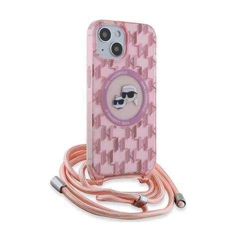 Karl Lagerfeld IML Crossbody Monogram Karl & Choupette Head MagSafe - Etui iPhone 15 / 14 / 13 (różowy) Karl Lagerfeld IML Crossbody Monogram Karl & Choupette Head MagSafe - Etui iPhone 15 / 14 / 13 (różowy)