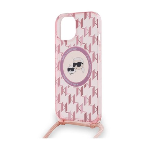 Karl Lagerfeld IML Crossbody Monogram Karl & Choupette Head MagSafe - Etui iPhone 15 / 14 / 13 (różowy) Karl Lagerfeld IML Crossbody Monogram Karl & Choupette Head MagSafe - Etui iPhone 15 / 14 / 13 (różowy)