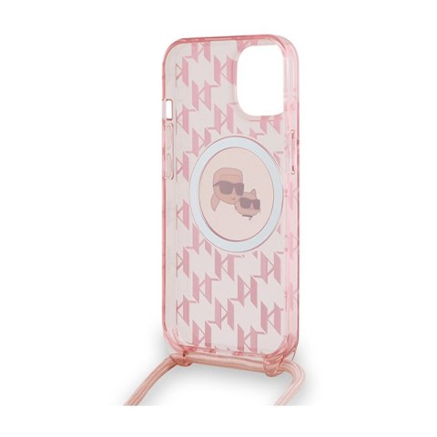 Karl Lagerfeld IML Crossbody Monogram Karl & Choupette Head MagSafe - Etui iPhone 15 / 14 / 13 (różowy) Karl Lagerfeld IML Crossbody Monogram Karl & Choupette Head MagSafe - Etui iPhone 15 / 14 / 13 (różowy)
